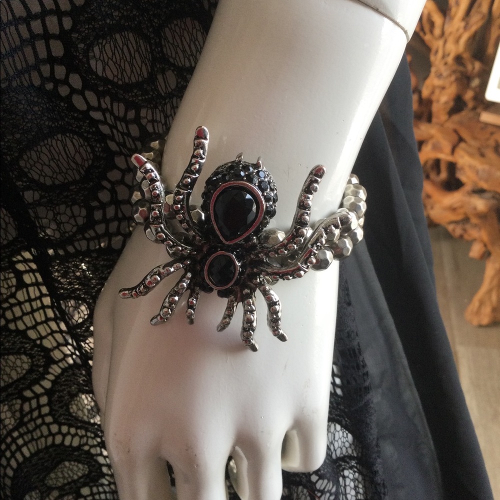 Large metal bling spider bracelet goth, rebel